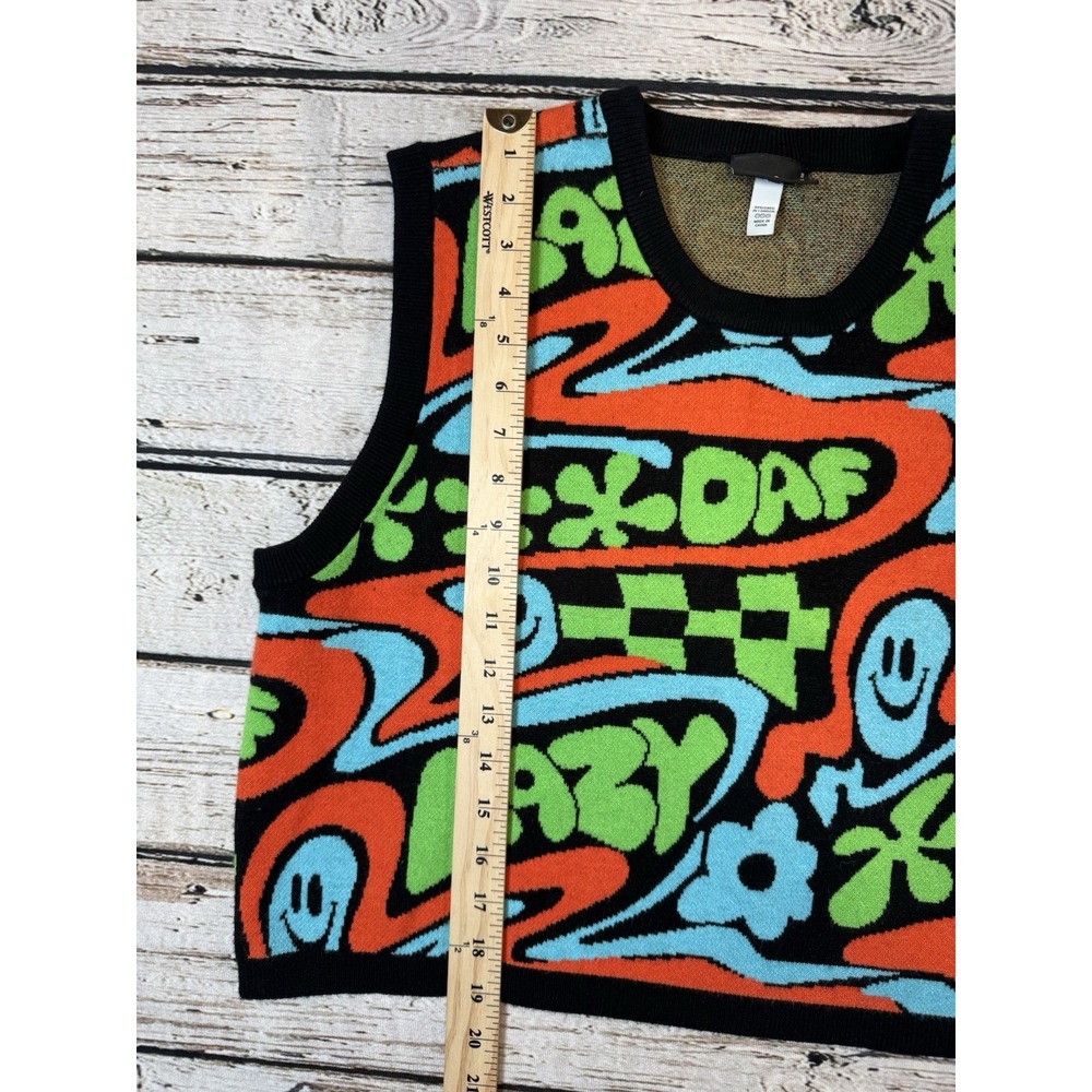 LAZY OAF KNIT SWEATER VEST Psychedelic Floral Retro‎ US18 UK22 RARE - Picture 4 of 6